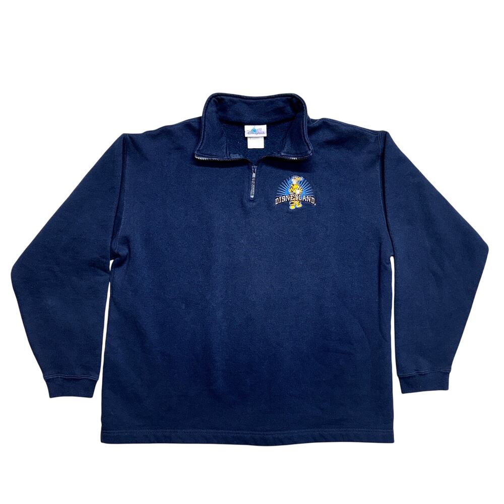 Disneyland Resort Tigger Sweatshirt Large L Navy Quarter-Zip Fleece Vintage Y2k